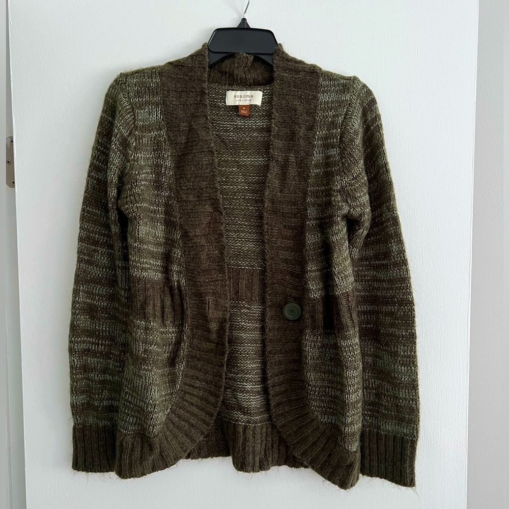 Sonoma Medium M Dark Green Sweater Cardigan